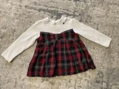 チェック柄長袖トップス