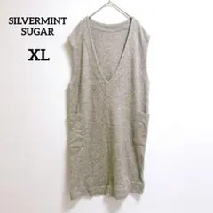 シルバーミント　チュニックワンピ　XL　グレー　ノースリーブ　Ｖネック　244