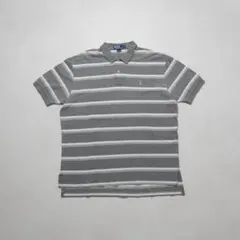 ラルフローレン ポロシャツ XL グレー ボーダー 鹿の子 ポニー 刺繍 希少
