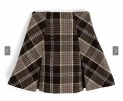 GRL インパン裏地付きチェック柄プリーツスカート　tu963 S ブラウン