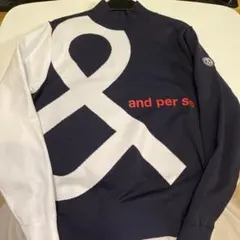 早い方優先セール‼️ and per se Mサイズ セーター ネイビー/ホワイト