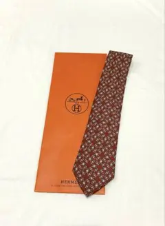 HERMES ネクタイピン セリア 赤 エルメス セリエ GP ネクタイピン シルバー×オレンジ Aランクの