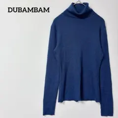 DUBAMBAM ハイネック　タートルネックニットセーター【Ｍ】ブルー　シンプル