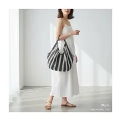 ブラックストライプトートバッグ