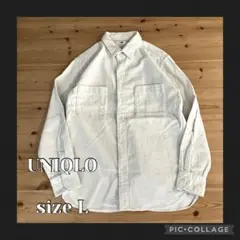 美品　UNIQLO ユニクロ　コーデュロイワークシャツ　太畝　アイボリー　L