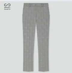 美品☆ユニクロ スマートアンクルパンツ チェック グレー XL 大きいサイズ