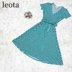 ♡美品♡leota レオタ＊ギンガムチェック ラップドレス 半袖ワンピース XS