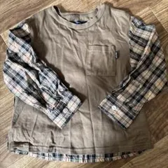 SHIPS 長袖カットソー 100cm ブラウン/チェック