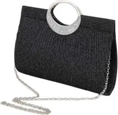 黒　結婚式 クラッチバッグ レディース パーティーバッグ 2way ハンドバッグ