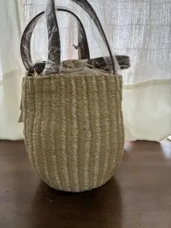 MAISON N.H PARIS 巾着 ショルダー ラフィア カゴ ベージュ - メルカリ