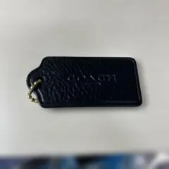 COACH ブラックレザー タグ型キーホルダーのサムネイル