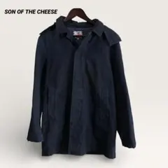 SON OF THE CHEESE 総柄 フーデッド ジャケット ネイビー M