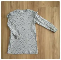 ★セラフ★花柄　総柄　長袖　ワンピース　グレー　130cm　北欧