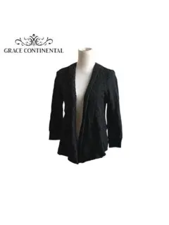 ★ グレースコンチネンタル　花柄　刺繍　ニット　ドッキング　袖リブ　カーディガン