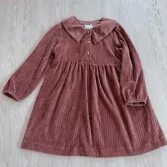 ZABA 3-4歳 ボルドーピンク♡長袖ワンピース♡コーデュロイ