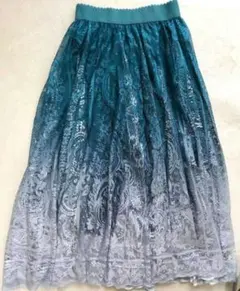 【タグ付き】axes　femme　グラデレースサーキュラースカート　Bグリーン