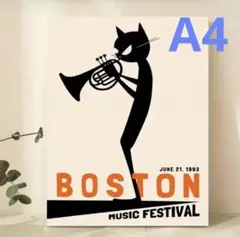 ポスター　jazz ネコ　インテリア　カフェ　音楽　プレゼント　北欧　店舗　A4