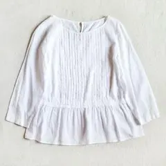 23区　ピンタック　七分袖　ブラウス　ホワイト　38のサムネイル