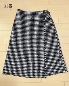 新品／23区 ニジュウサンク　チェック　ツイードラップ風スカート　ベルト