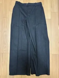 ユニクロ ブラッシュドジャージーワイドパンツ ダークグレー L