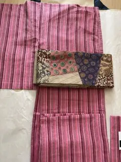 最終お値下げ　新之助上布　綿麻　未使用　ラズベリー　ゆったり　手縫い　かわいい 最終お値下げ 新之助上布 綿麻 未使用 ラズベリー ゆったり 手縫い