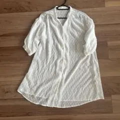 GU ホワイト ドット柄 五分袖シャツ 130センチ
