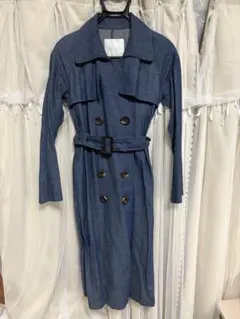 デニムブルー ダブルブレスト トレンチコート Mサイズ