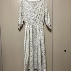 レイカズン7部袖 花柄ロングワンピース