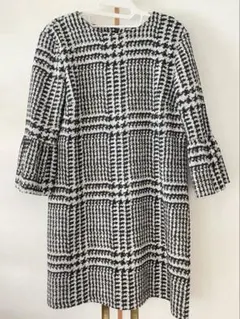 ZARA チェック柄 フレア袖 ワンピース M