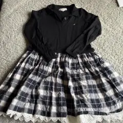 ボンポワン ワンピース 8サイズ ブラック/チェック