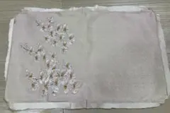 花柄刺繍生地 （刺繍電報の生地） 薄いピンク・クリーム・シルバー