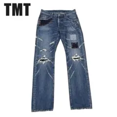 美品　T.M.T.　パッチワーク　ダメージ加工　ペイント　赤耳　デニム　ジーンズのサムネイル