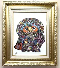 F4号】手描き作品 ジミー大西【バラ色の地球】額縁 新品額 サイン 落款