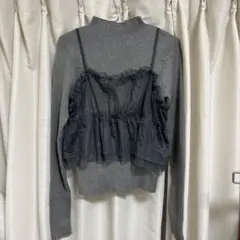 INGNI グレー レイヤードニットトップス