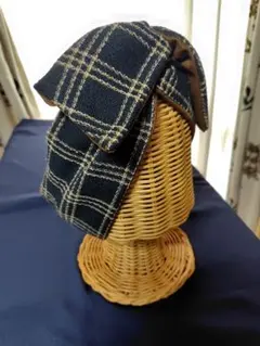 14【冬仕様♡】ワイヤーターバン　黒系ファンシーツイード♡✕ラメ茶コーデュロイ