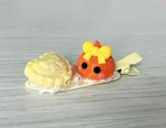 新品ハンドメイドヘアクリップホイップデコ前髪クリップラメオレンジほっぺちゃん