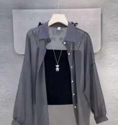 シアーシャツ グレー M SHEIN