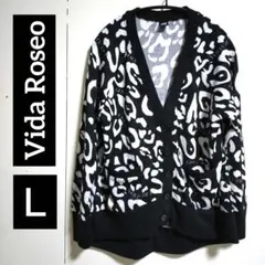 最終価格 Vida Roseo 総柄 　ニット　カーディガン　Ｌ トップス