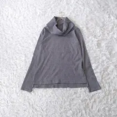 INGNIイング タートルネックビッグカラーリブカットソープルオーバーMグレー