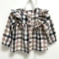 H＆M チェック柄フリル付き長袖シャツ 9-12M 80cm