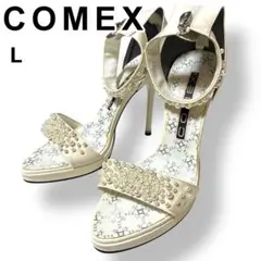 COMEX コメックス アイボリー パール装飾 サンダル ピンヒール 本革【L】のサムネイル