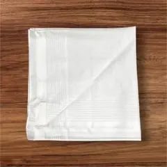 ＊匿名配送＊紳士用 ホワイトストライプハンカチ 冠婚葬祭