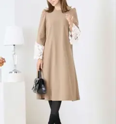【プー様専用】PrimaScherrerレースフレアスリーブ Aラインワンピースのサムネイル