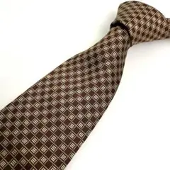 Burberry バーバリー　ネクタイ 赤茶色 幾何学模様　シルク