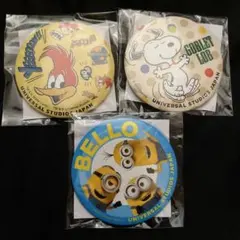 USJ限定！非売品　ミニオン　スヌーピー　ウッドペッカー　缶バッチセット