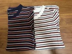 UNIQLO リブボーダーTシャツ 2枚セットのサムネイル