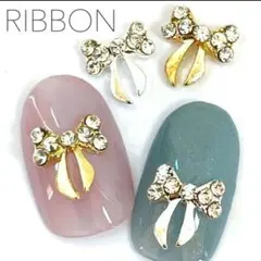 ネイルパーツ　リボン　クリスタルストーン　ネイルジュエリー