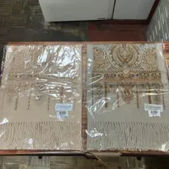 【未使用】カシミア100% マフラー ペイズリー柄　2点　ベージュ系　グレー系