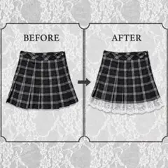 【リメイク制作中♡】H&M チェック プリーツ ミニスカート リメイク レース