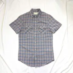 【D&S RALPH LAUREN】ウエスタンシャツ風半袖シャツ　ブルー系